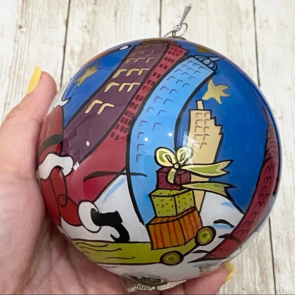 Li Bien 2006 Pier1 Imports Reverse PaintedSanta Reindeer Christmas Ball Ornament - Picture 5 of 13